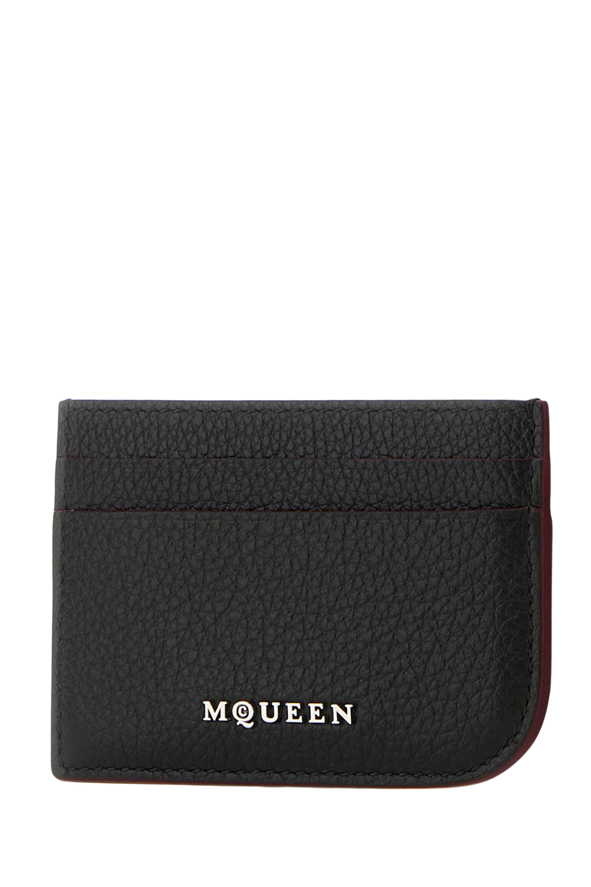 Black Leather Card Holder Blacksilver Portafogli