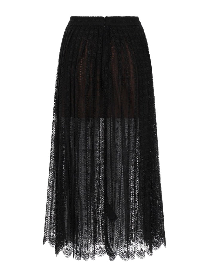 Lace Midi Skirt Black Polyester