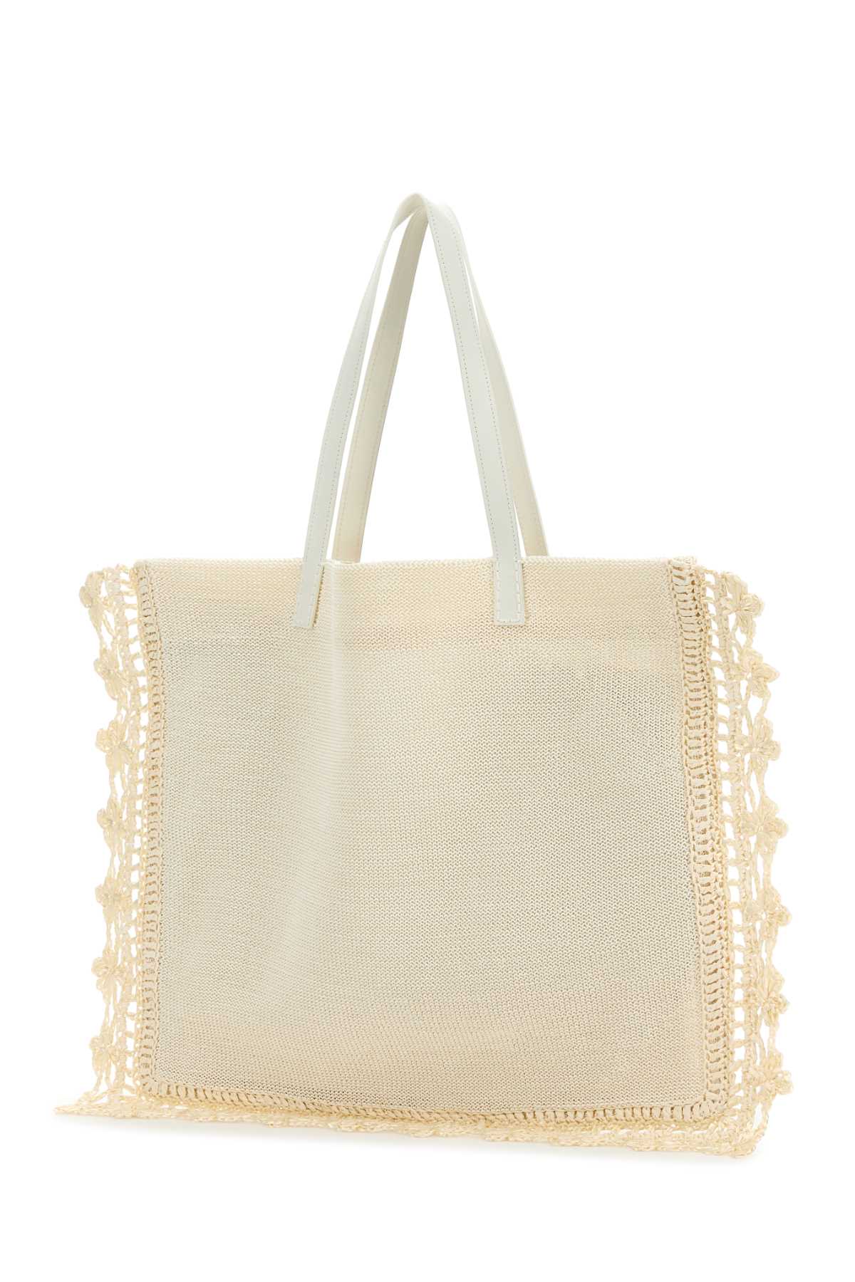 Ivory Crochet Shopping Bag Offwhite Exterior: Fabric Borse A Mano