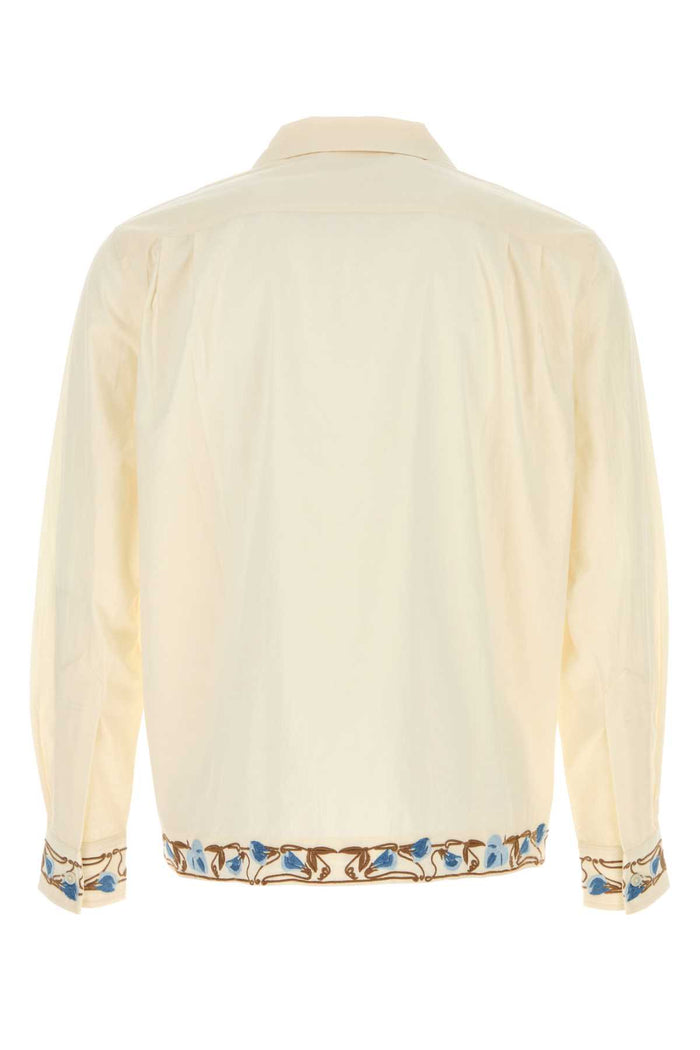 Cream Cotton Nouveau Vine Shirt Exterior: Camicie