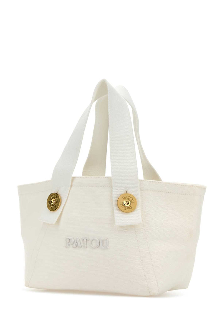 White Canvas Trapeze Handbag Borse A Mano