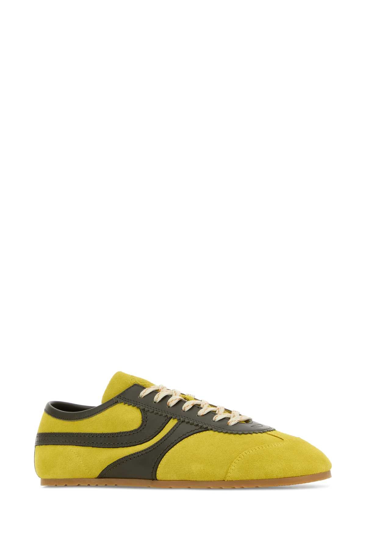 Two-Tone Suede Sneakers Yellow