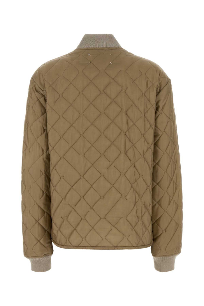 Beige Nylon Bomber Jacket Duneoffwhite Giubbini