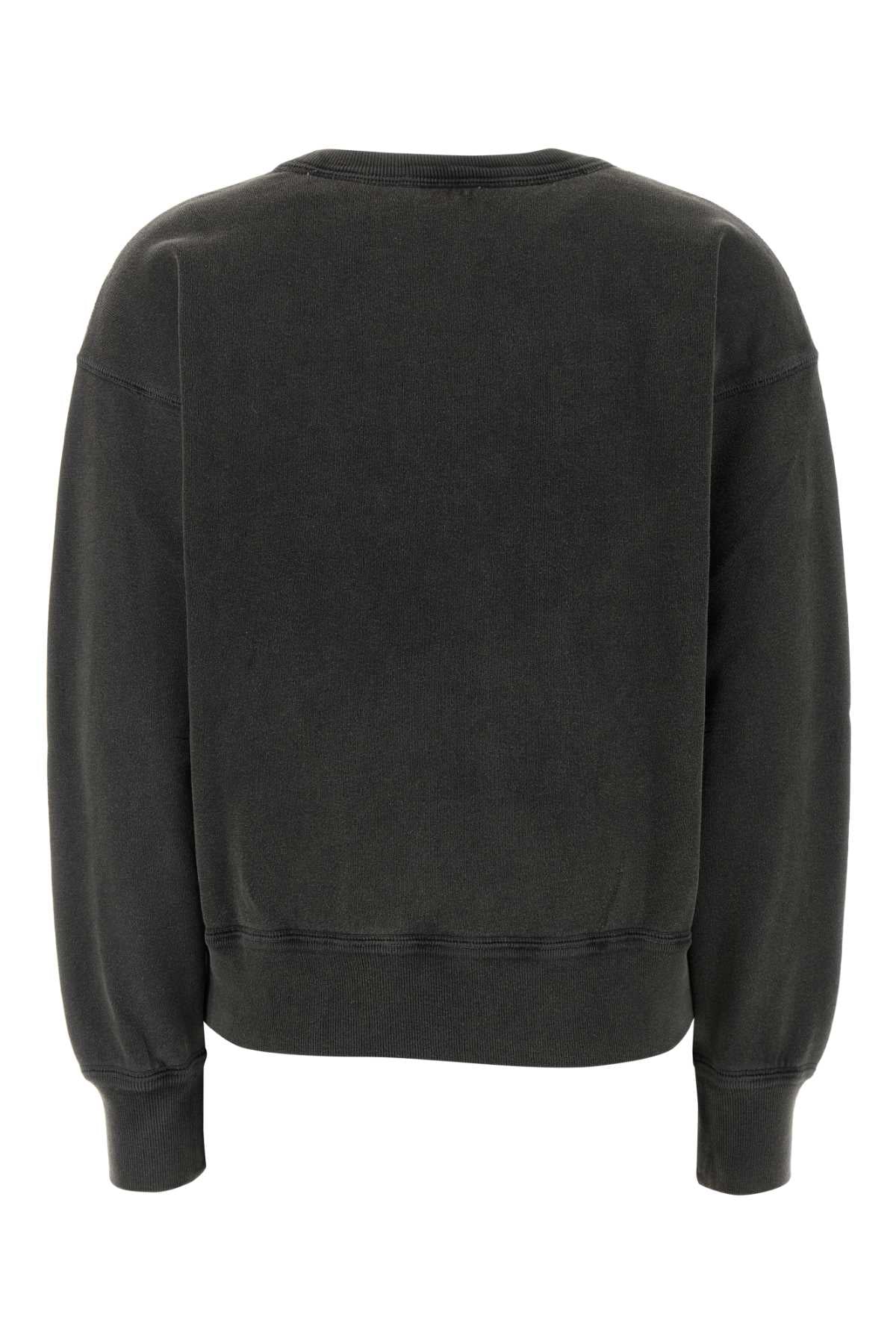 Charcoal Cotton Blend Mobyli Sweatshirt Anthracite Felpe