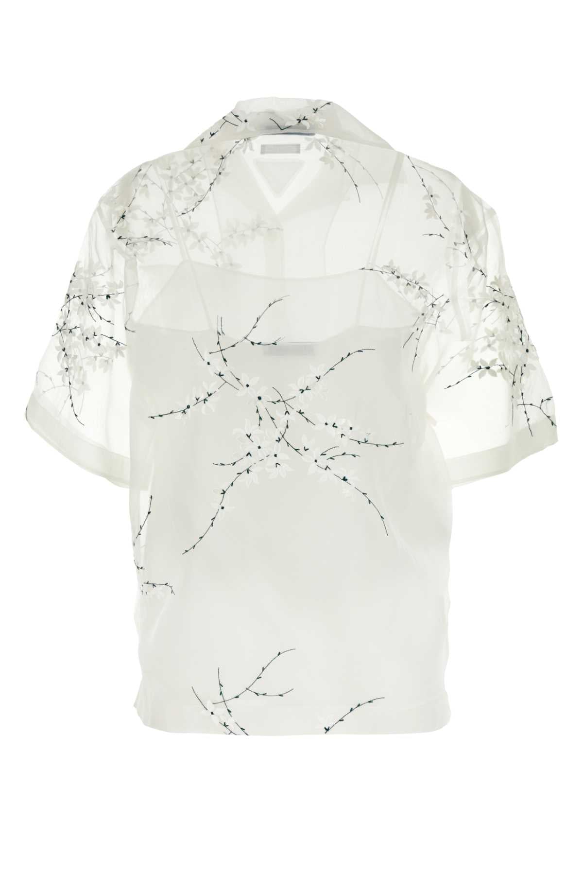 White Silk Blend See-Through Shirt Bianco Co Pl Se-trochus Niloticus Camicie