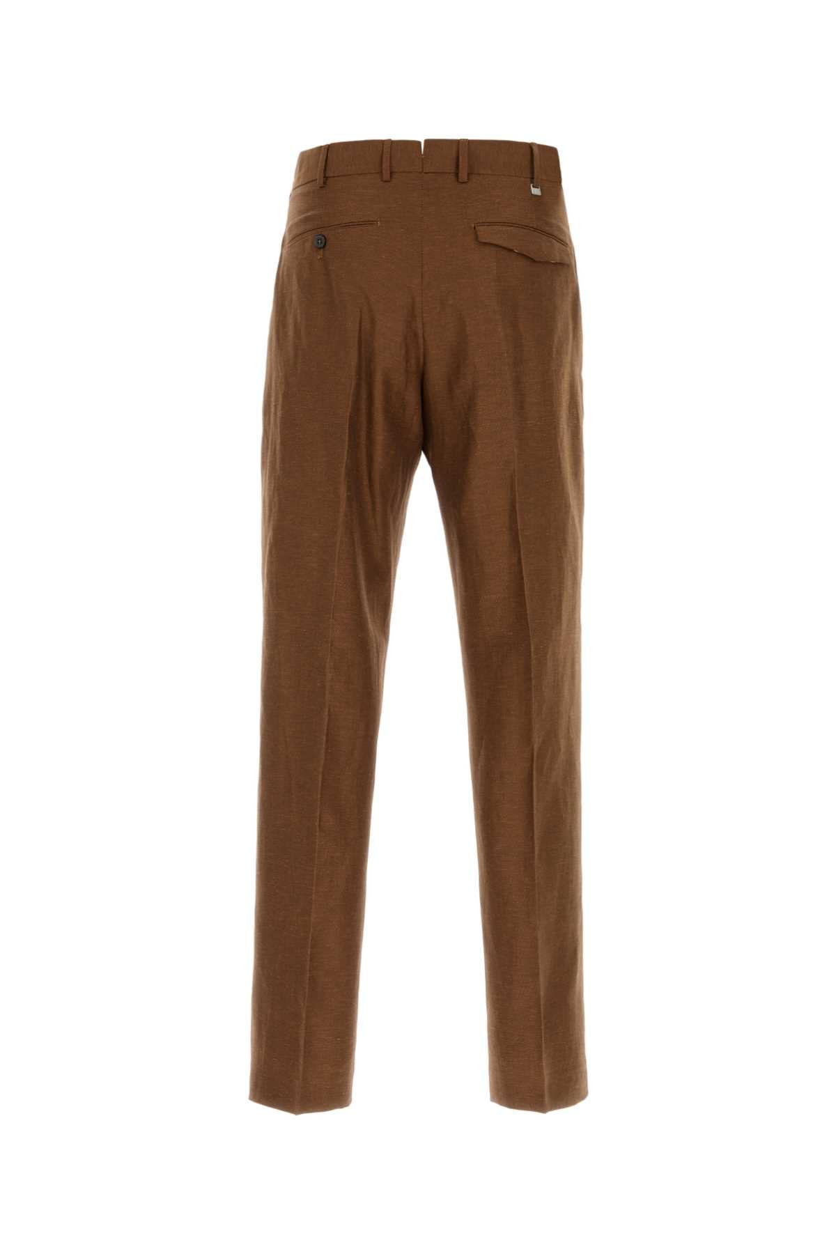 Brown Wool Blend Michael Pant 0850 Exterior: Virgin Linen Pantaloni