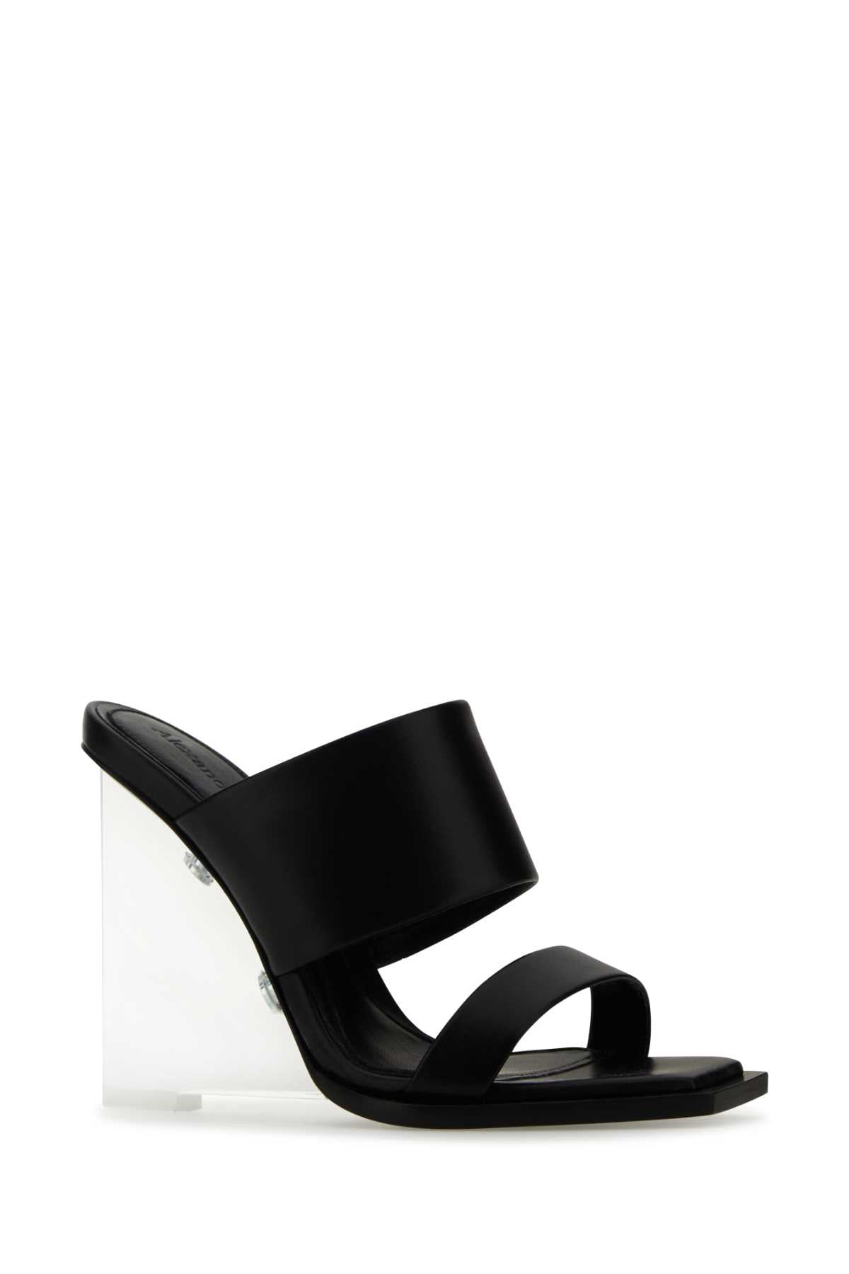 Black Leather Shard Mules Sandali