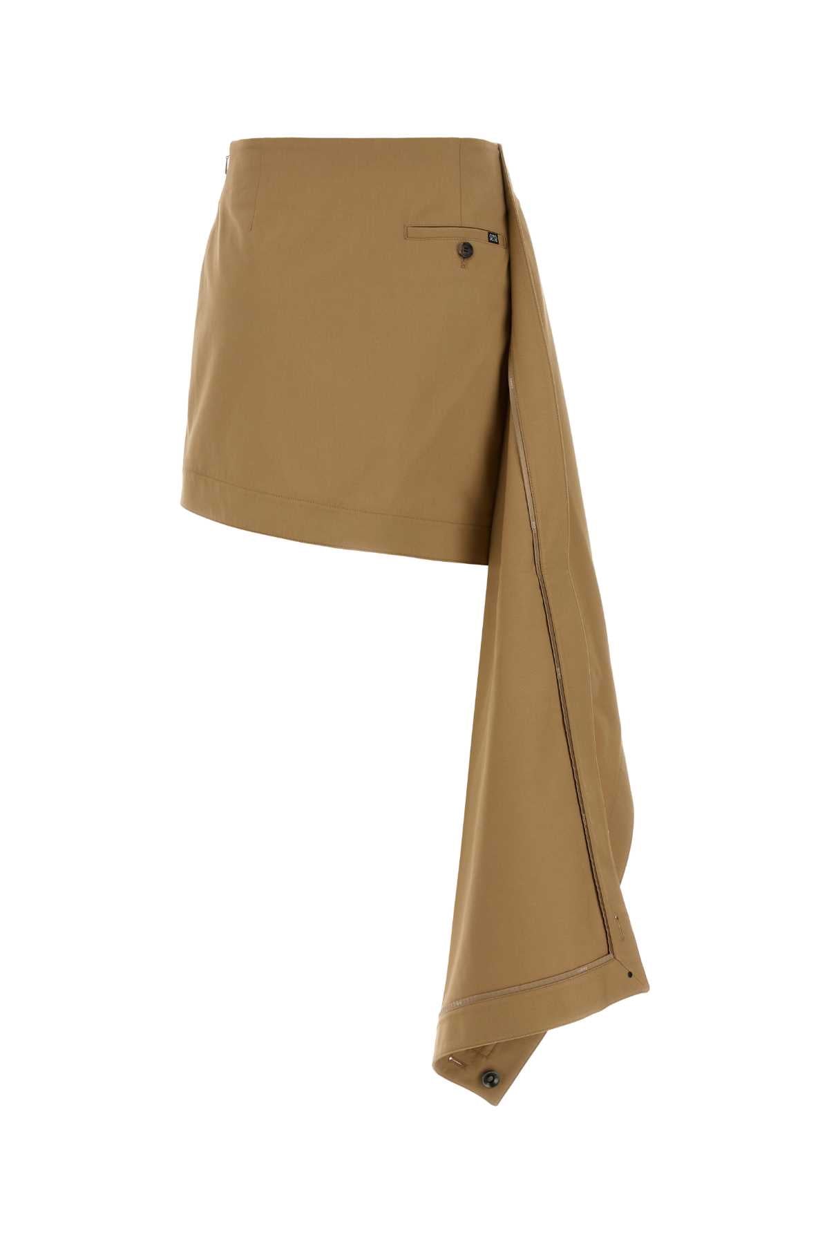 Beige Cotton Blend Mini Skirt Exterior: Silk Gonne