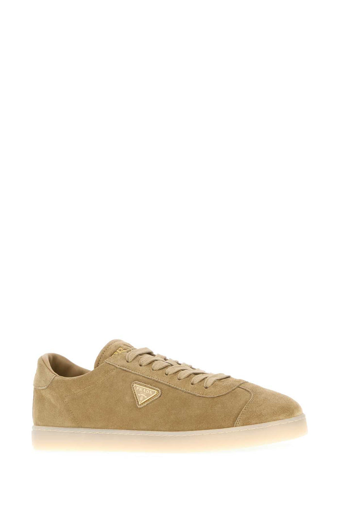 Beige Suede Sneakers Ecru Vitello
