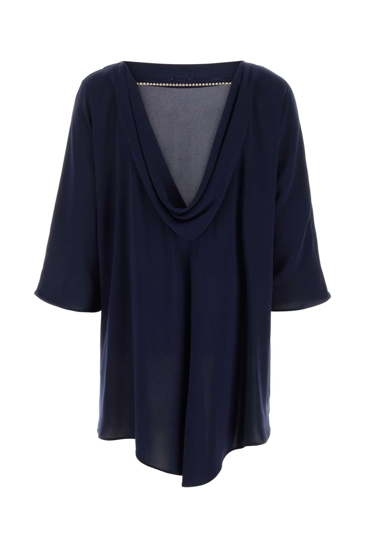 Midnight Blue Triacetate Blend Ferro Blouse Navy Maglie
