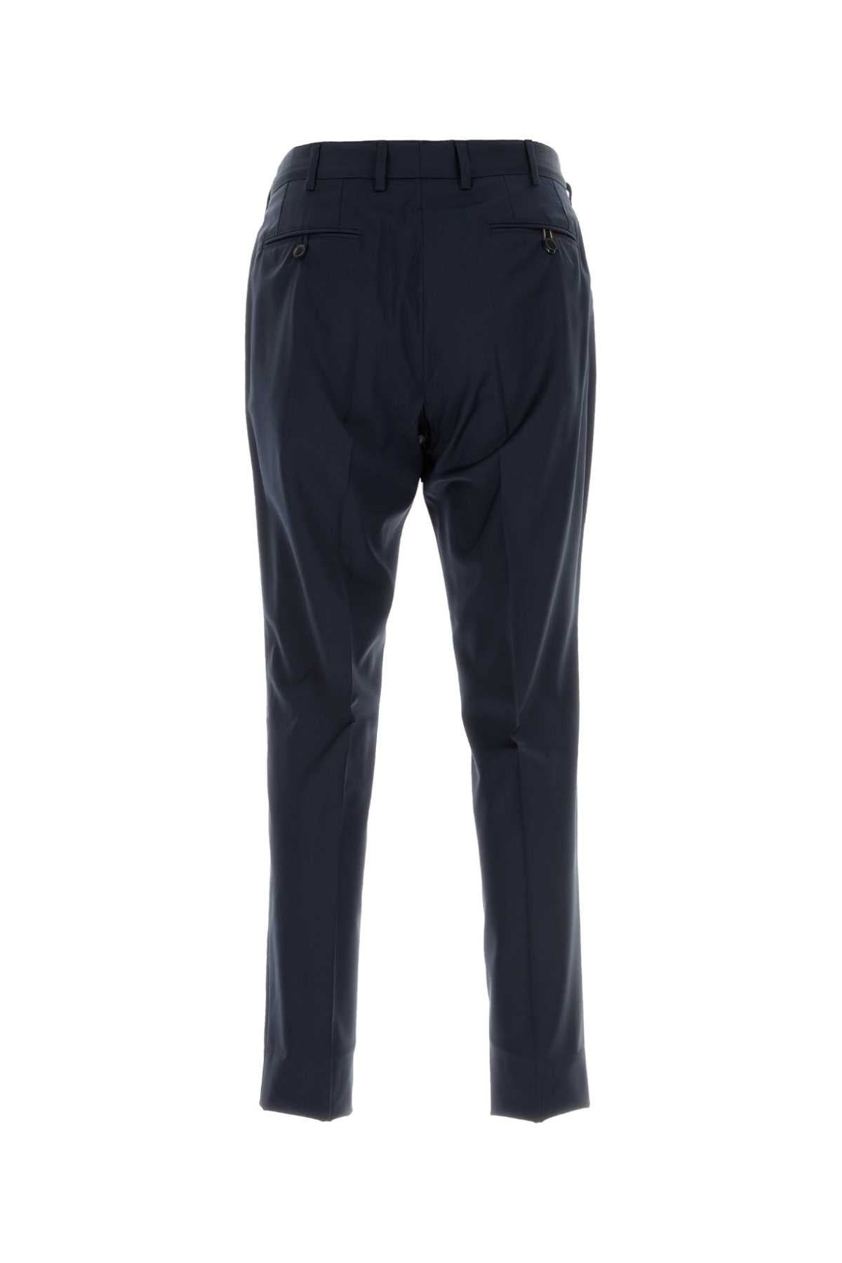 Navy Blue Stretch Wool Pant Exterior: Elastane Pantaloni