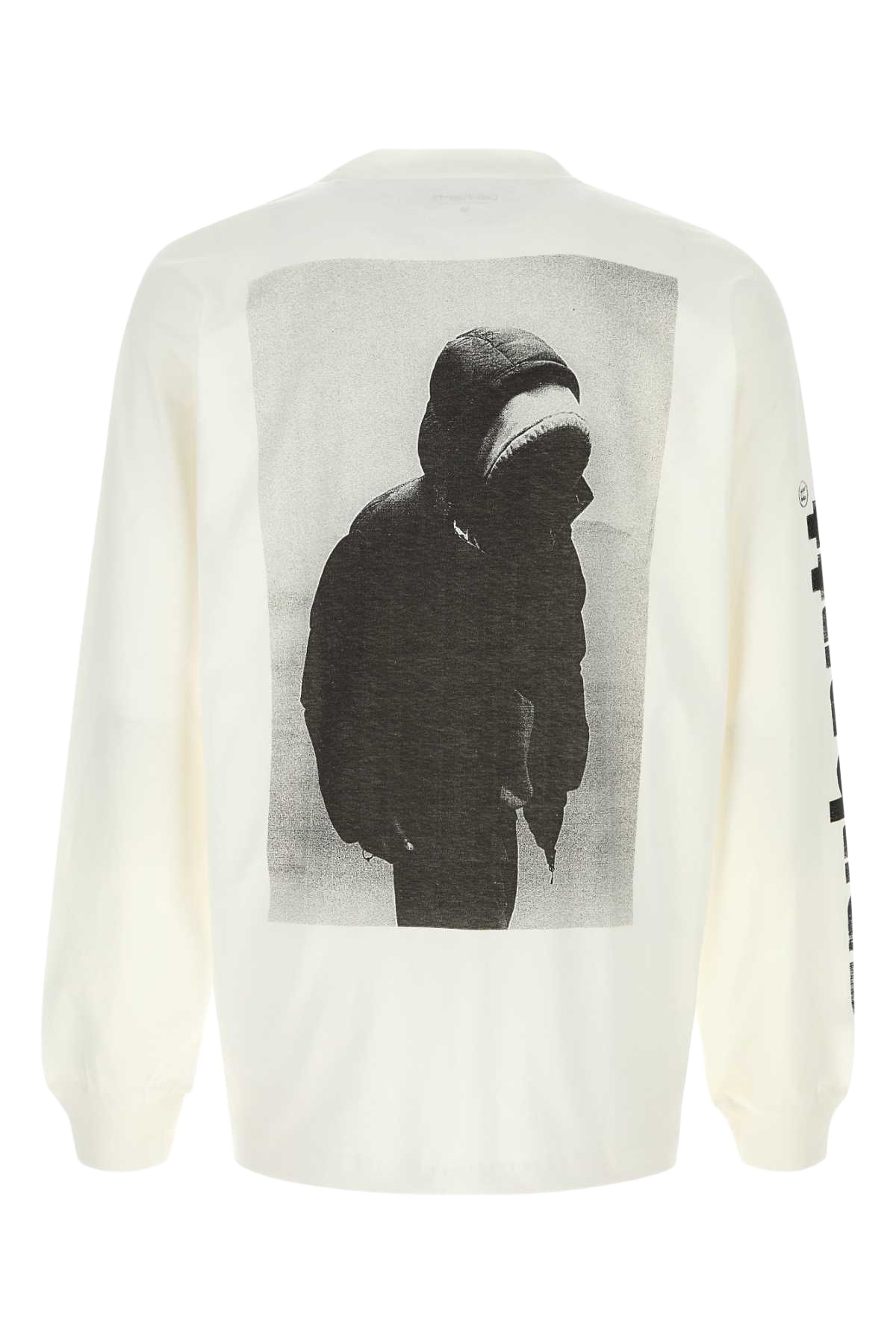 White Cotton L-S Archive Script T-Shirt Exterior: Organic