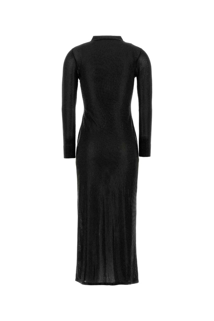 Embellished Viscose Shirt Dress Black Exterior: Abiti