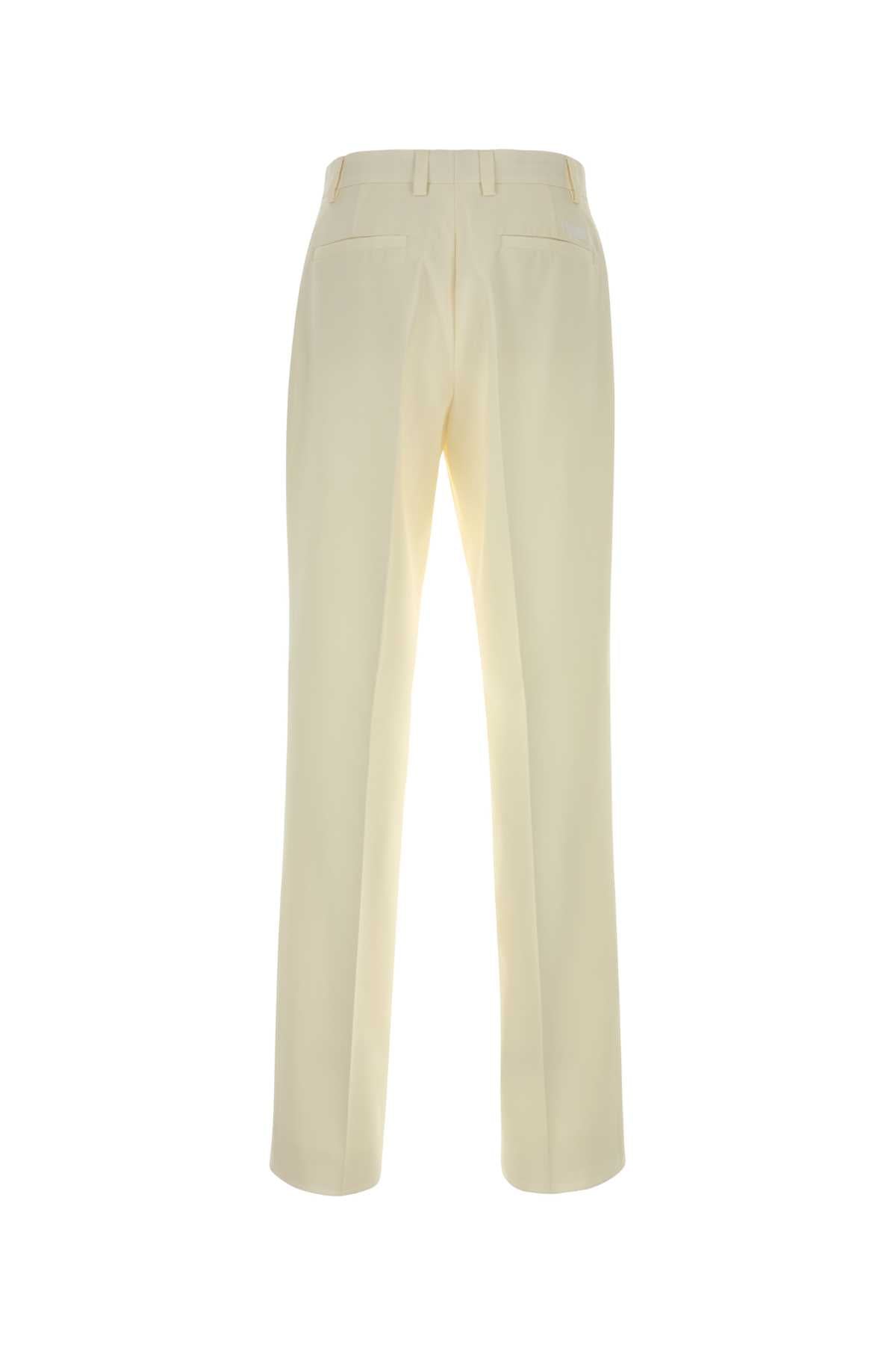 Ivory Wool Blend Pant Offwhite Exterior: Nylon Pantaloni