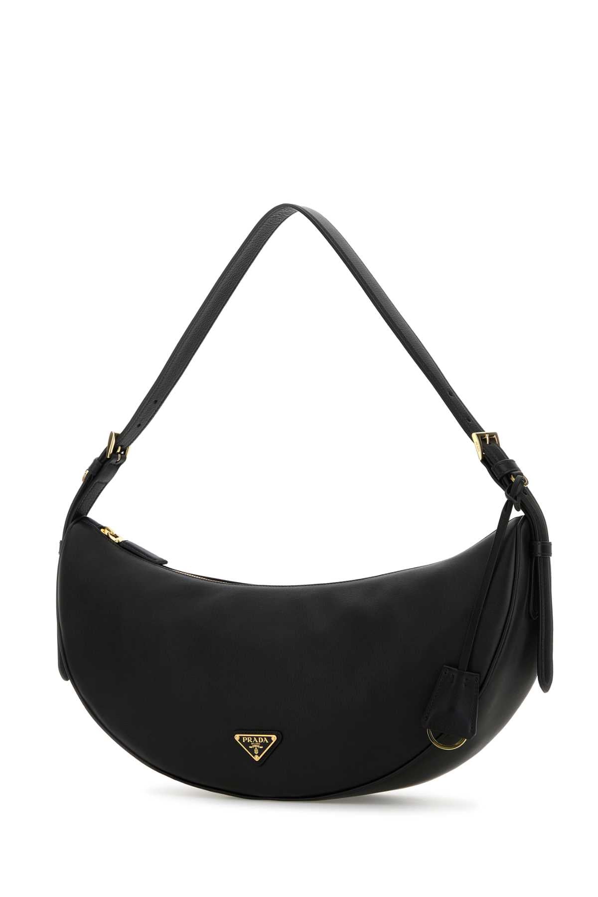 Black Leather Large Prada Demi-Lune Crossbody Bag Nero Vitello Borse A Tracolla