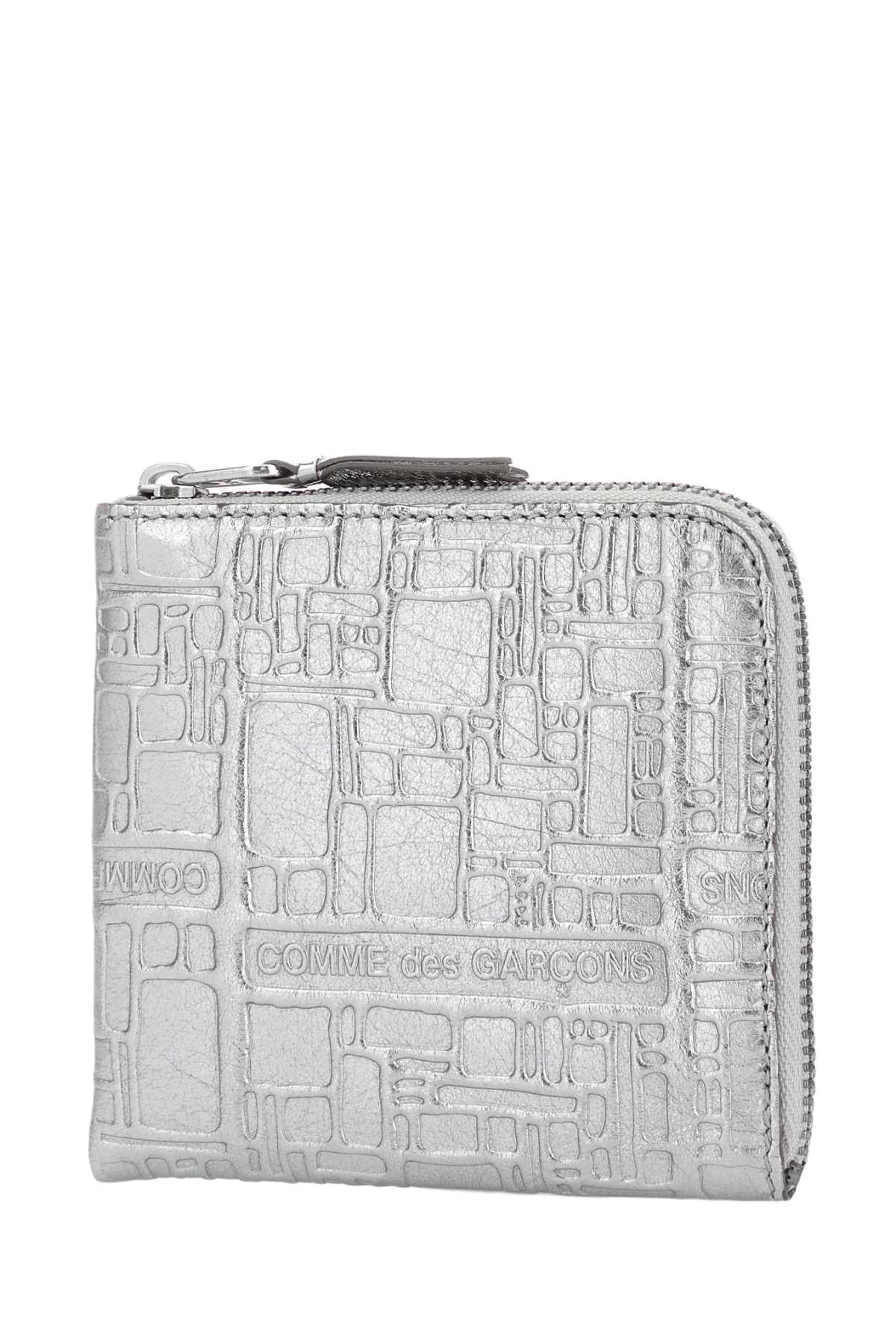 Silver Leather Card Holder Portafogli