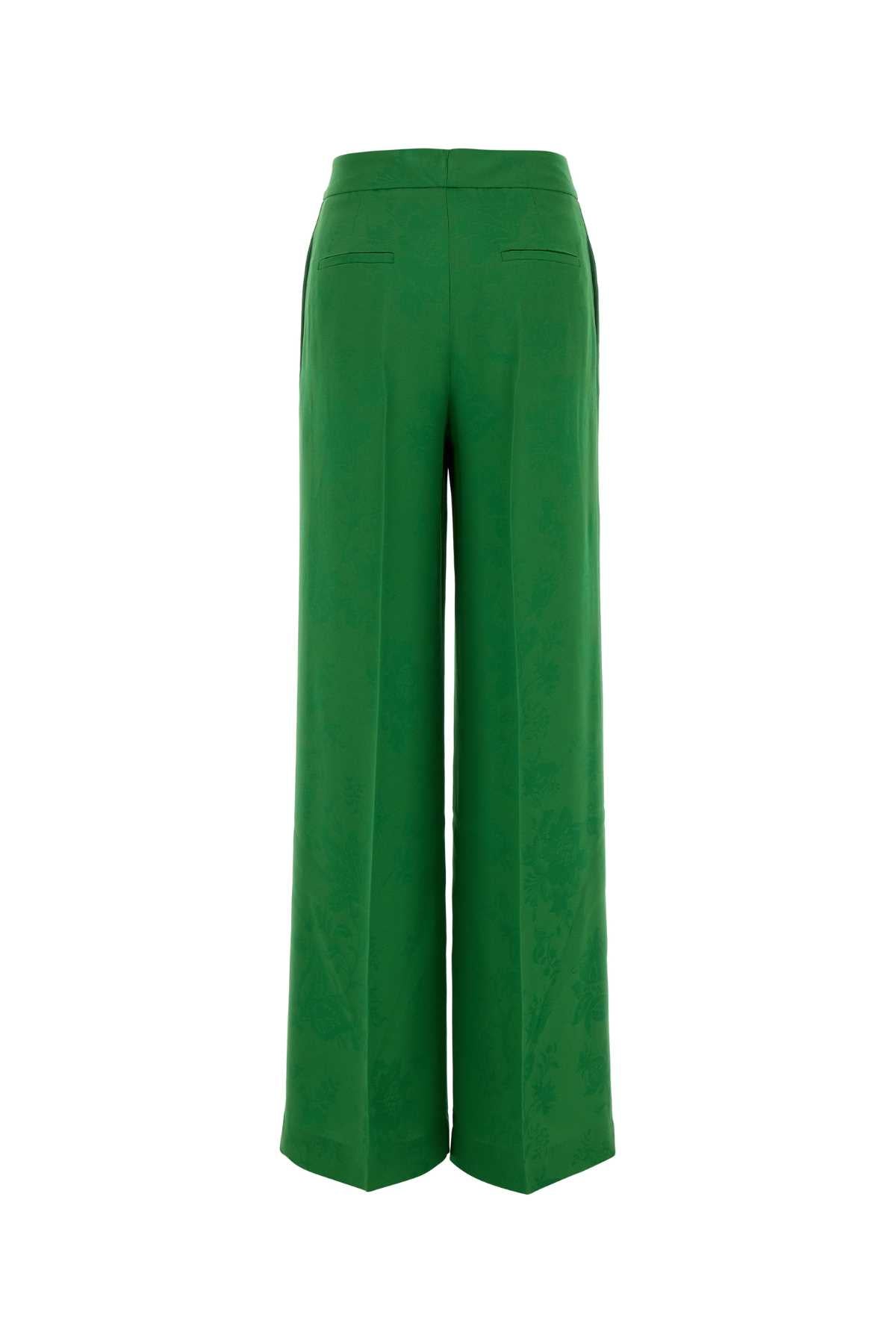 Green Jacquard Wide-Leg Pant V0396 Acetato Viscosa Pantaloni
