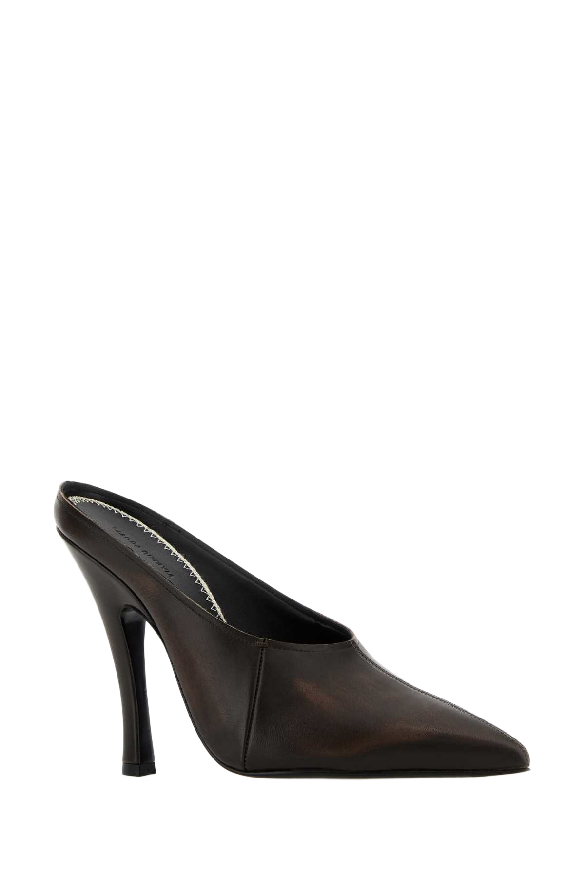 Dark Brown Leather Mules Ballerine
