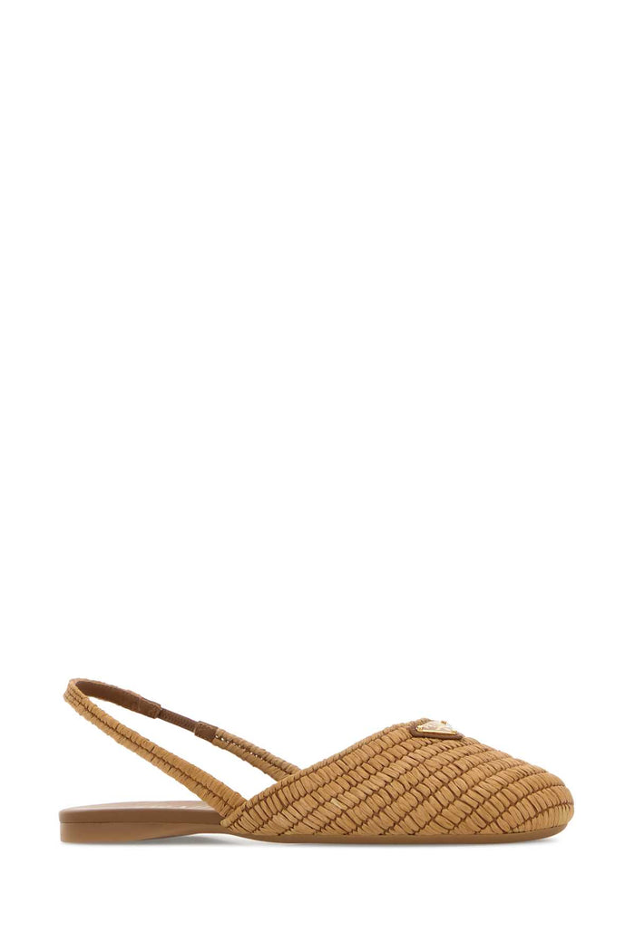 Camel Raffia Ballerinas Caramel Ballerine