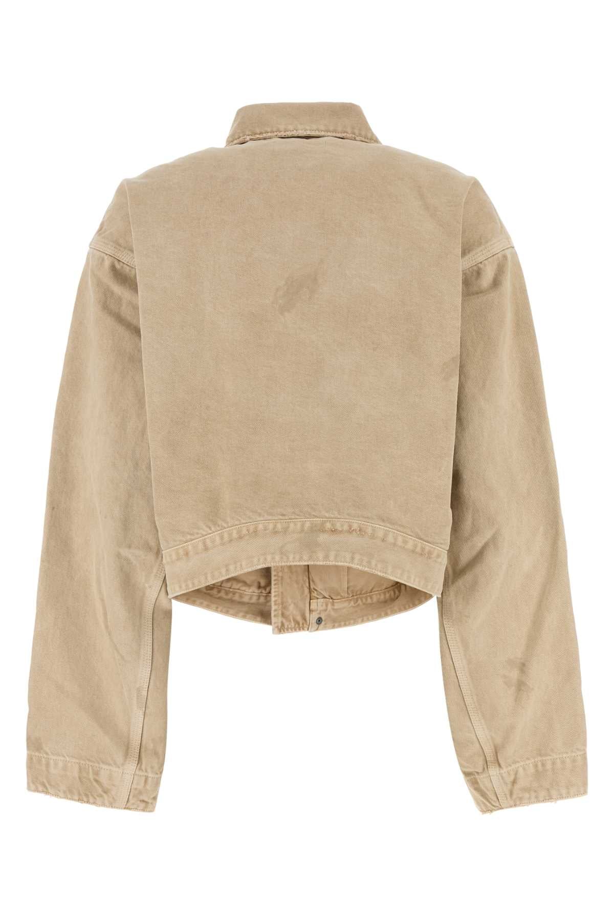 Beige Denim Jacket Exterior: Cotton Giubbini