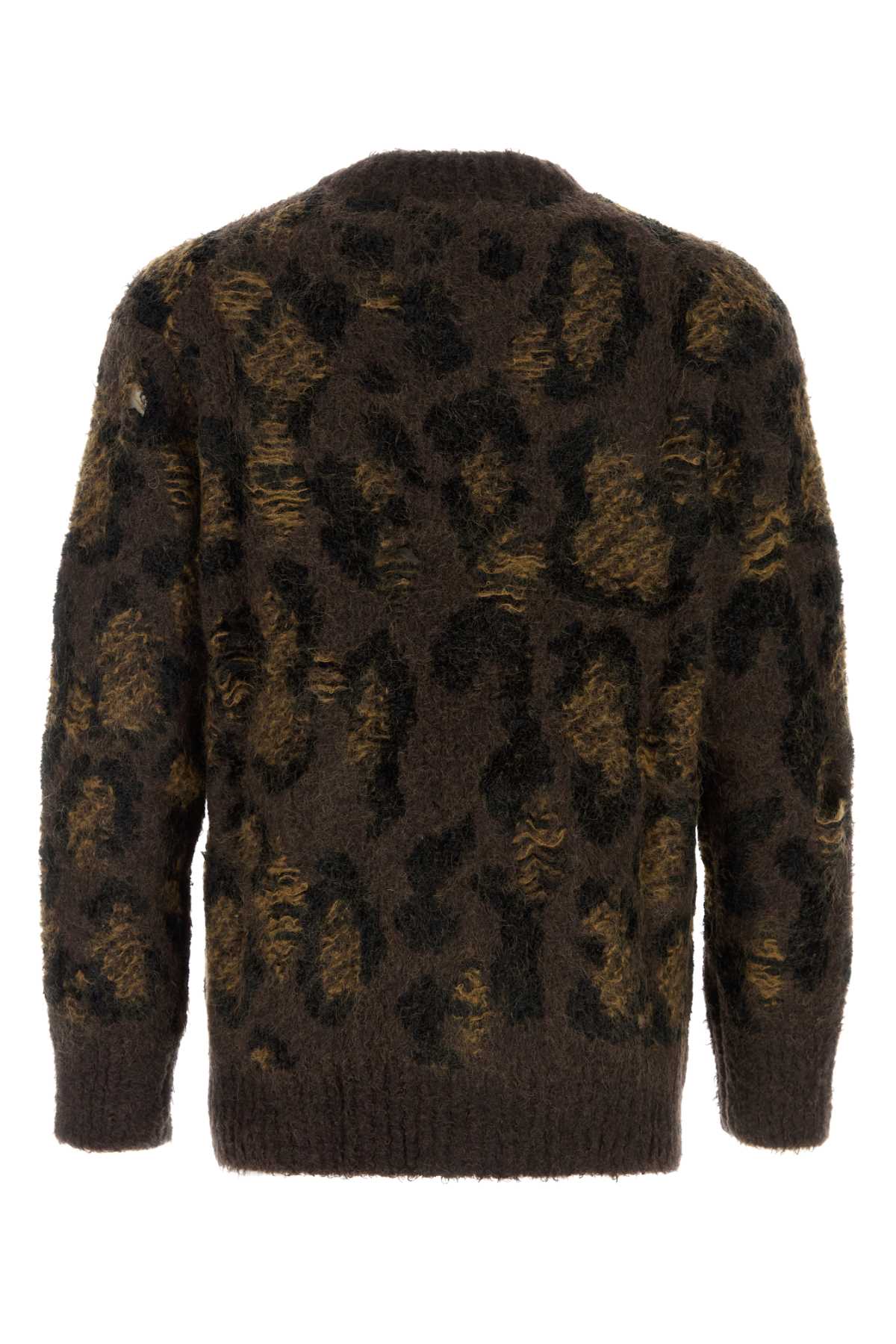 Embroidered Wool Blend Sweater Brown Maglieria