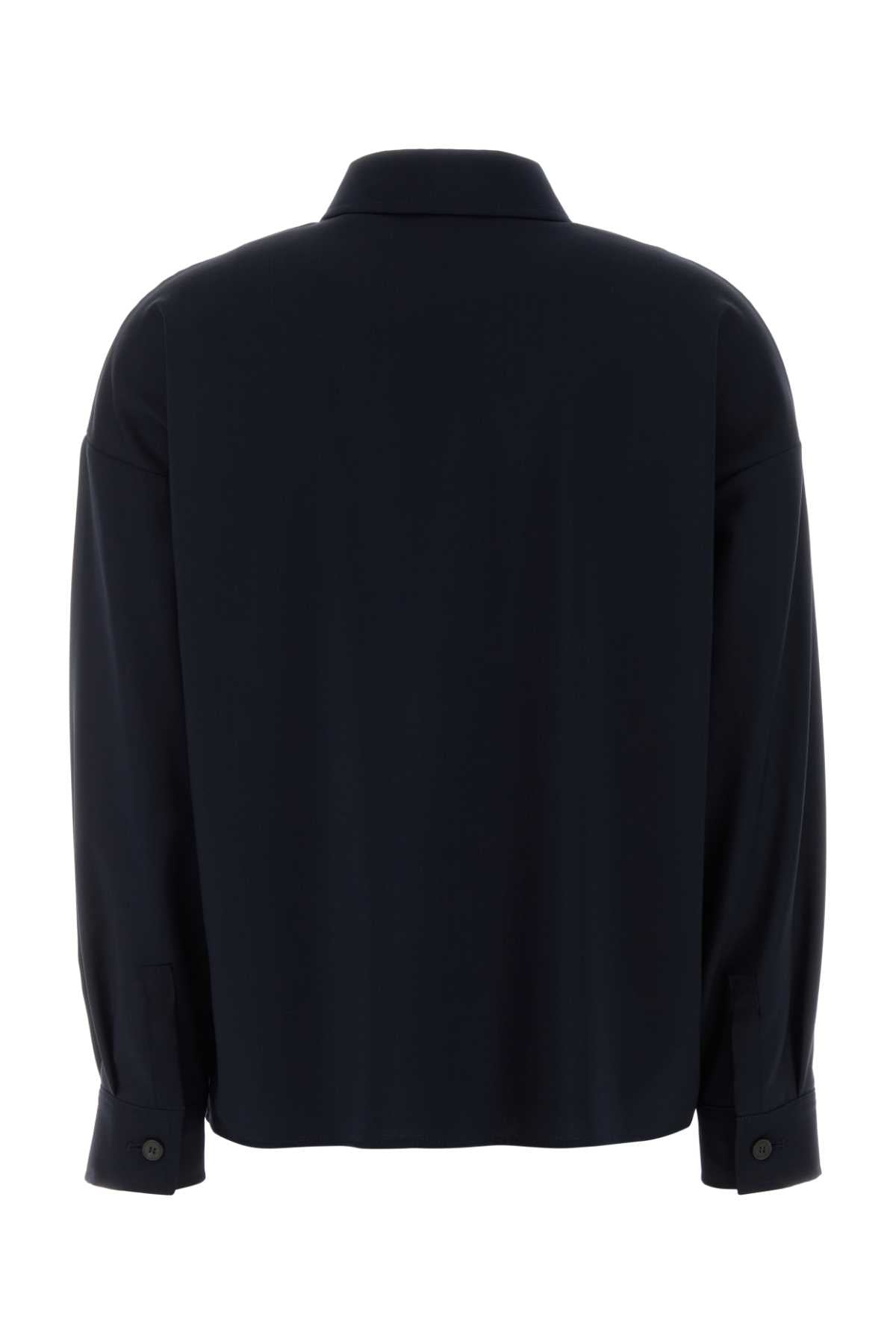 Dark Blue Wool Mulino Shirt Exterior: Virign Camicie