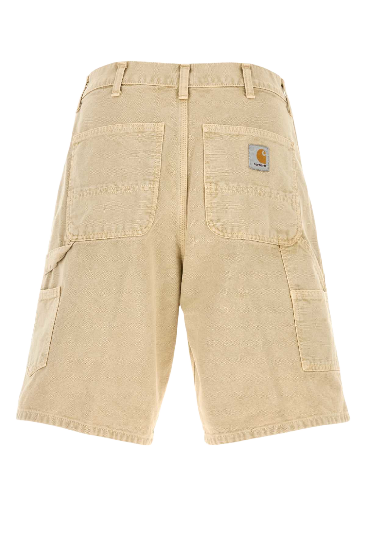 Beige Denim Single Knee Short Dustyhbrown