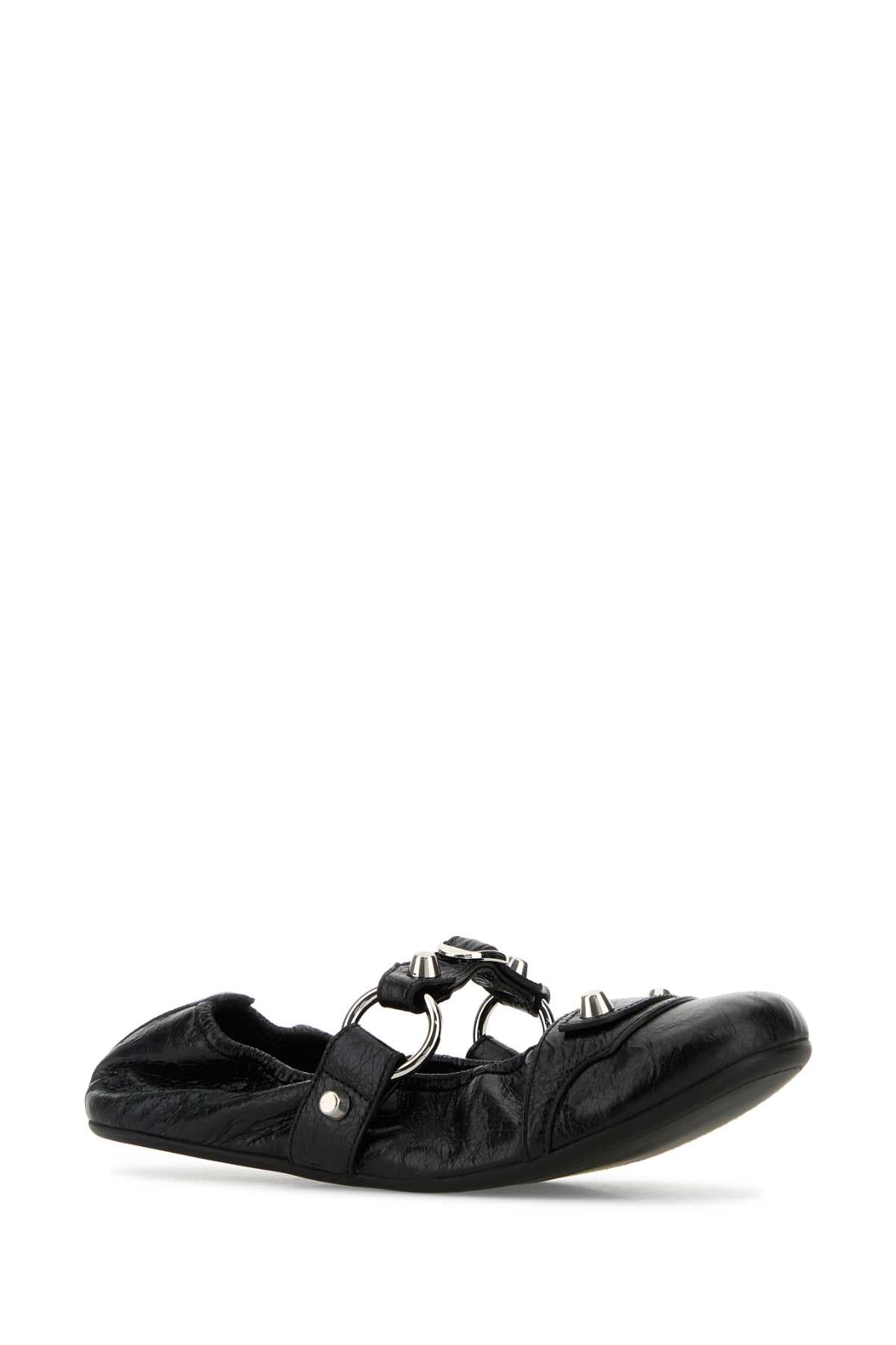 Black Leather City Ballerinas Black/silver T Domesticated Lamb Le Ballerine