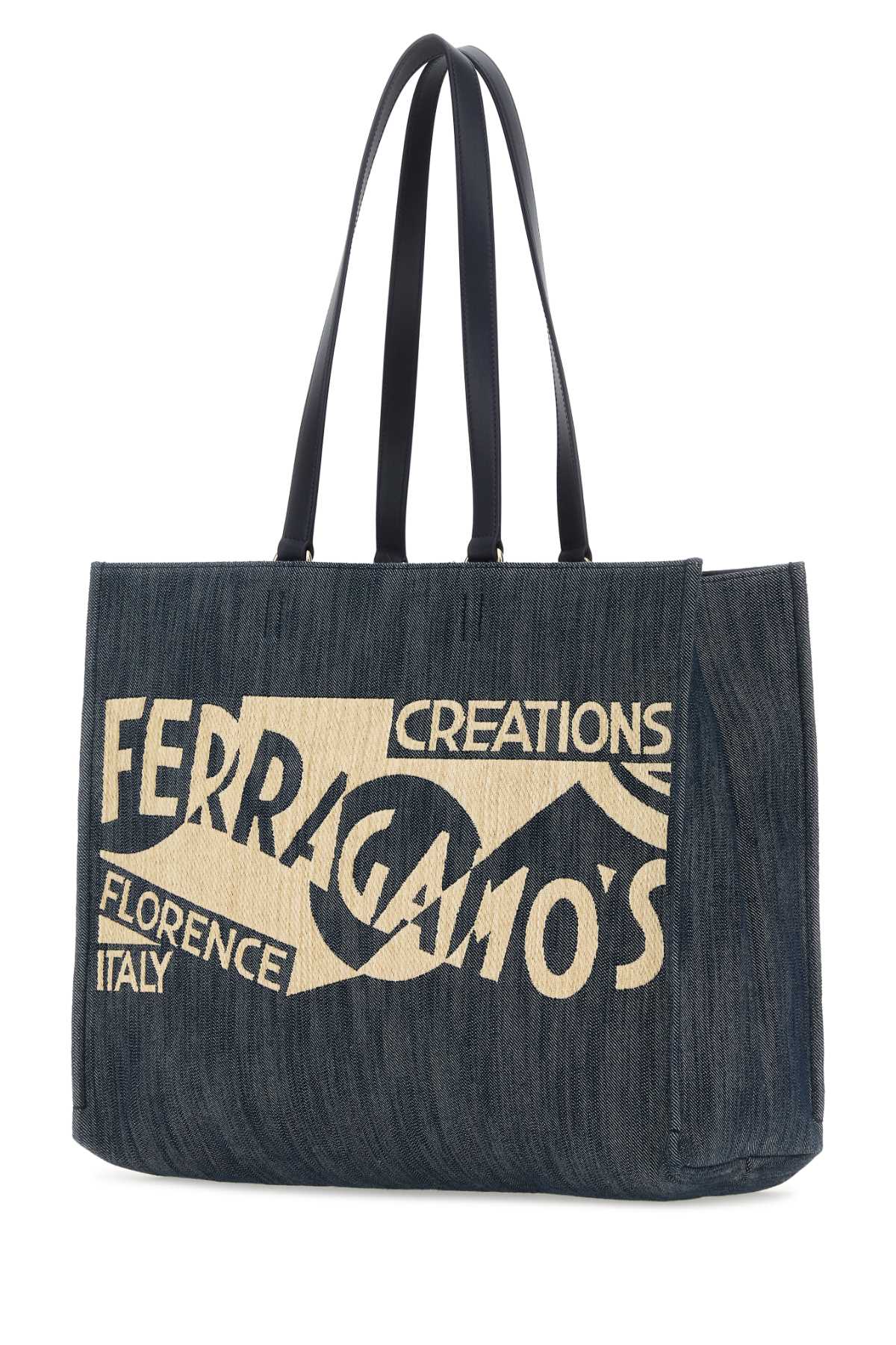 Blue Denim Large Tt Sign Shopping Bag Denimnaturale Borse A Mano