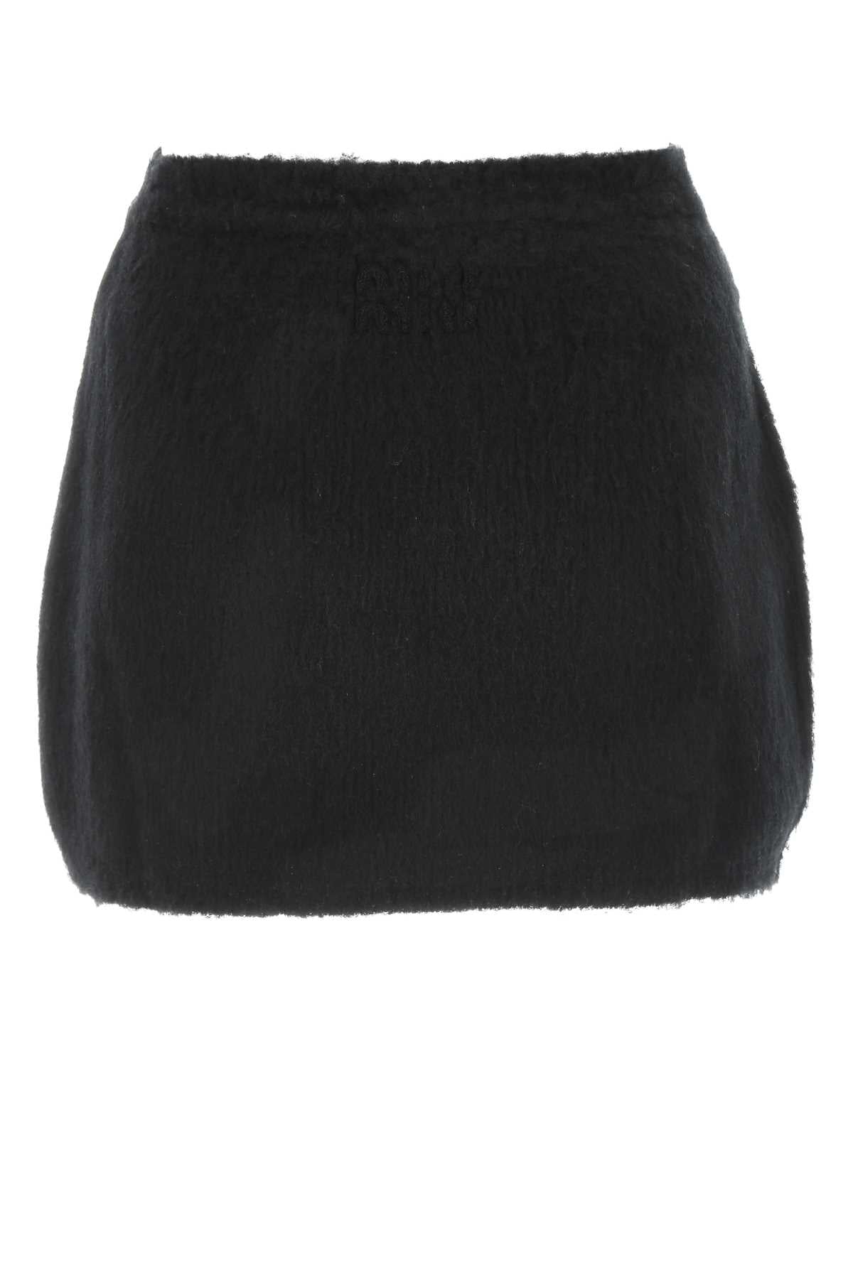 Black Stretch Wool Blend Mini Skirt Eapawv Gonne