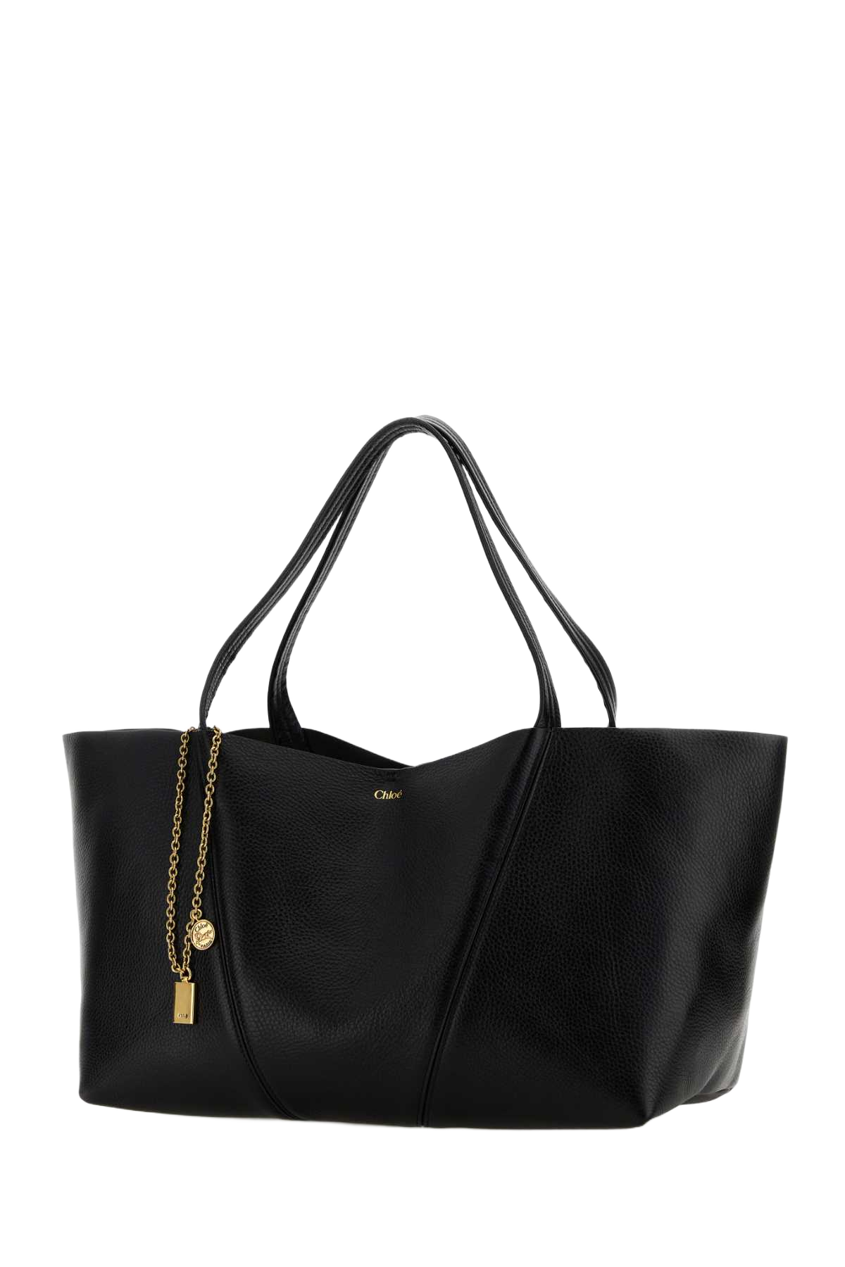 Black Leather East-West Chloã© Spin Shopping Bag Borse A Mano