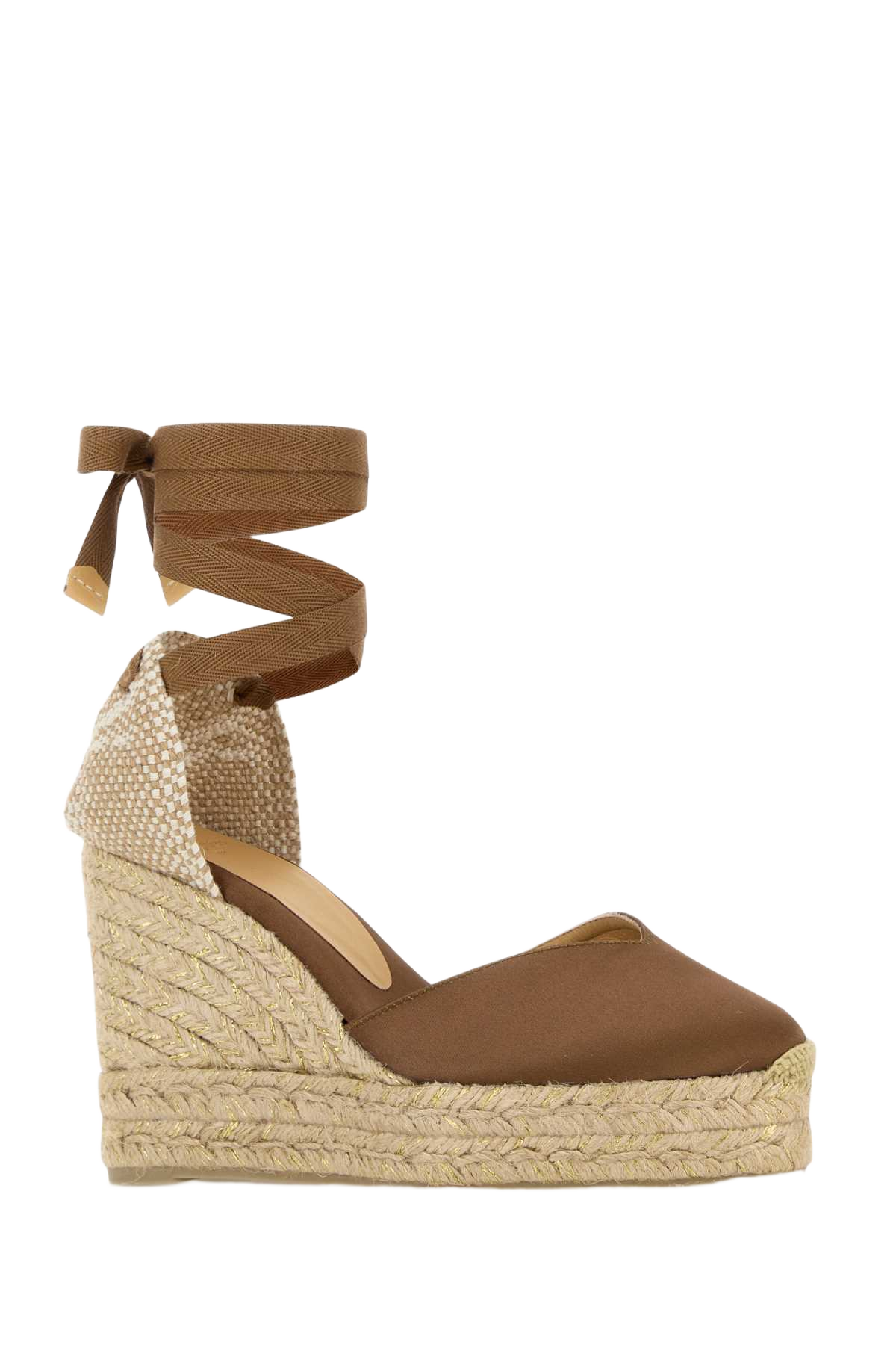 Mud Satin Chiara Wedges Moka Espadrillas