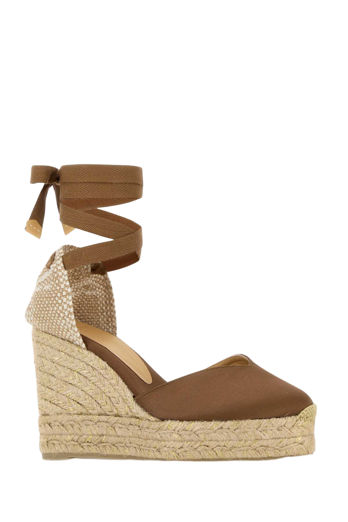 Mud Satin Chiara Wedges Moka Espadrillas