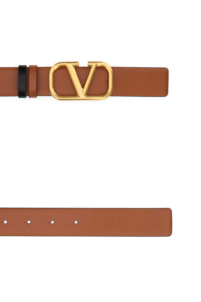Biscuit Leather Vlogo Signature Reversible Belt Sellerianero Cinture
