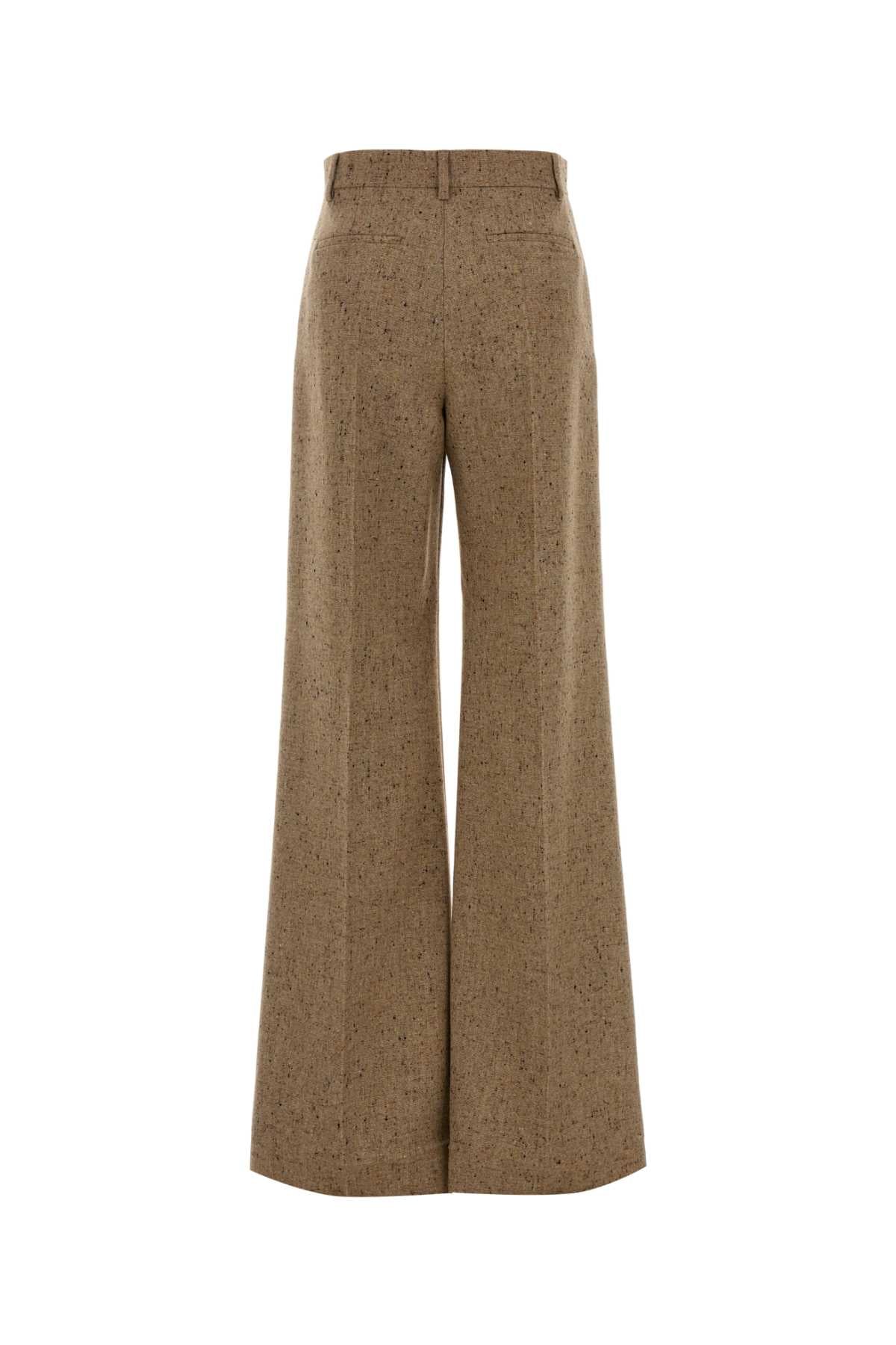 Melange Sand Wool Palazzo Pant Avoriobeige Exterior: Virgin Pantaloni