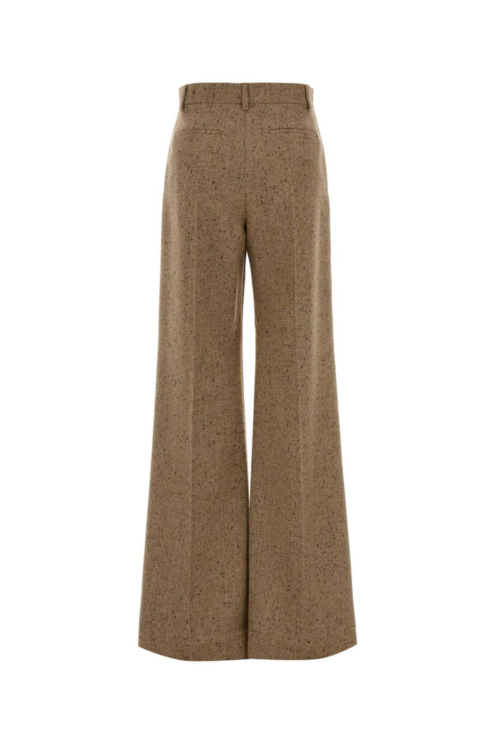 Melange Sand Wool Palazzo Pant Avoriobeige Exterior: Virgin Pantaloni