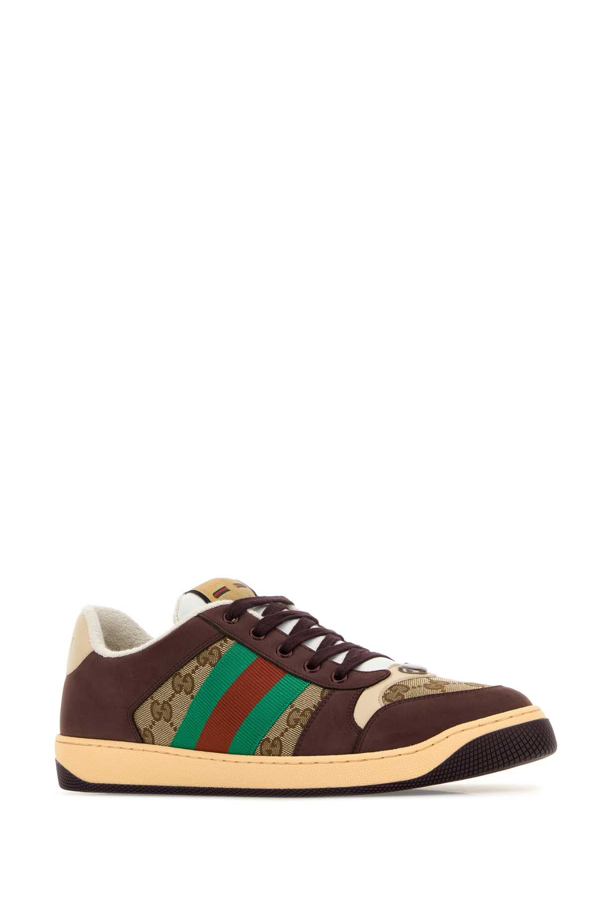 Multicolor Gg And Leather Sneakers