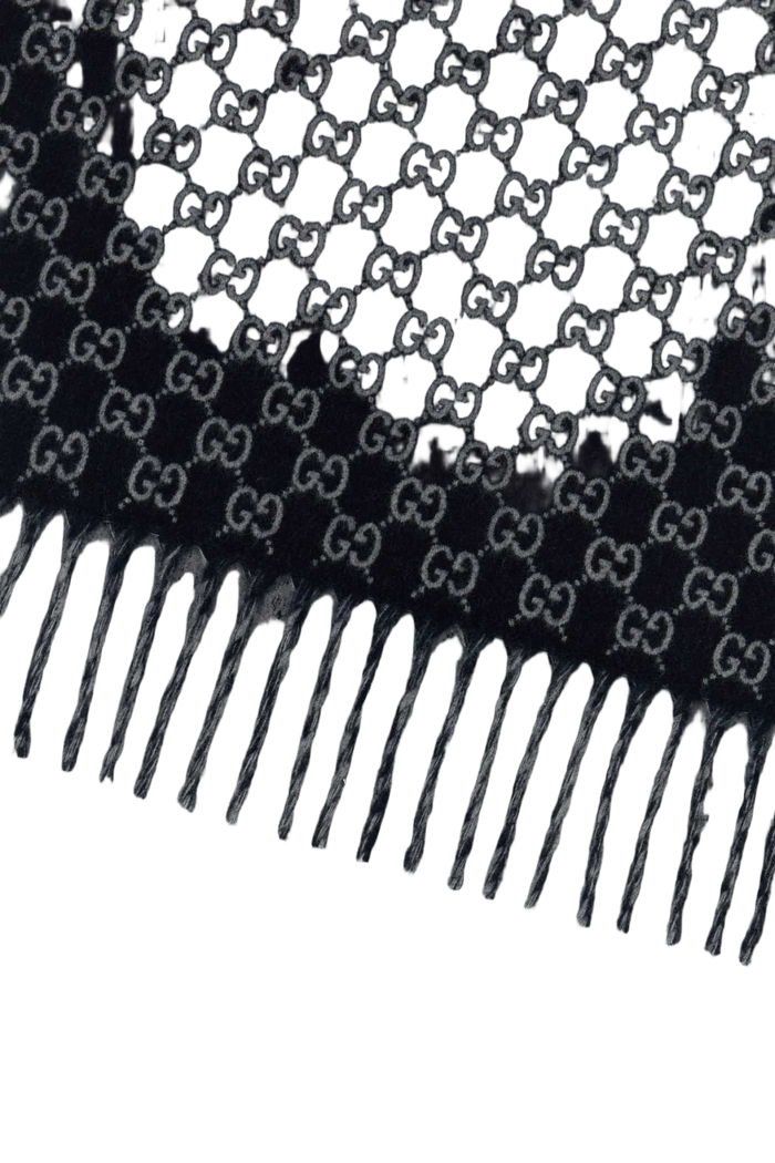 Embroidered Wool Blend Scarf Mnightbllgrey Textile Sciarpe E Foulard