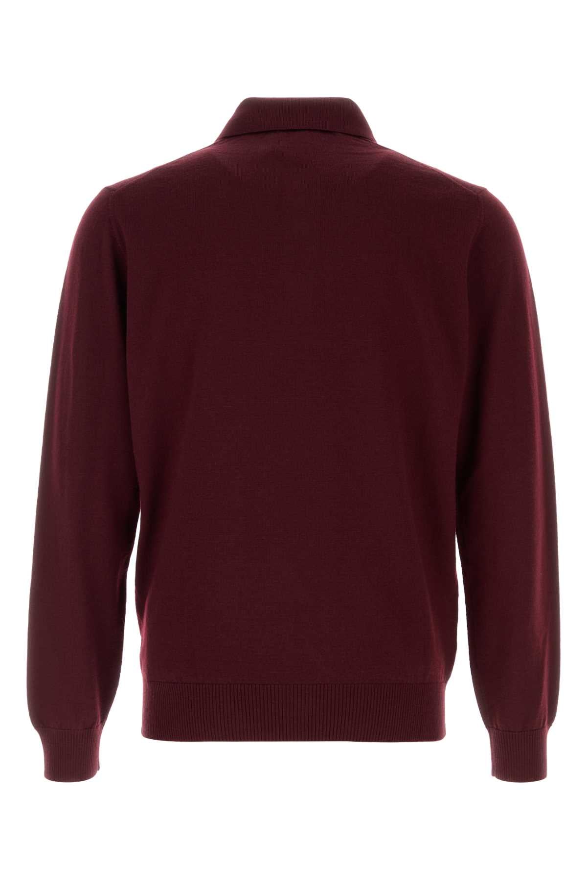 Burgundy Stretch Wool Polo Shirt