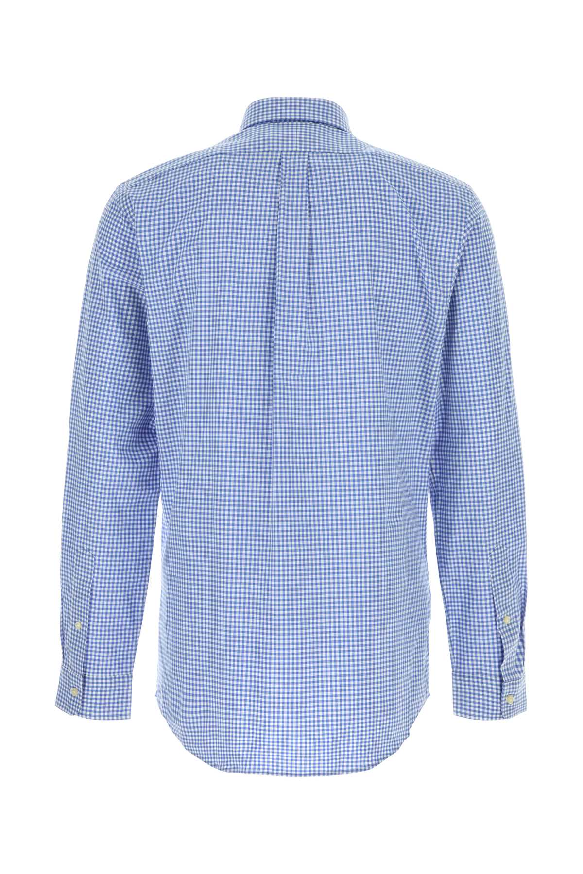 Embroidered Stretch Poplin Shirt 2863bluewhitecheck Exterior: Cotton Elastane Camicie