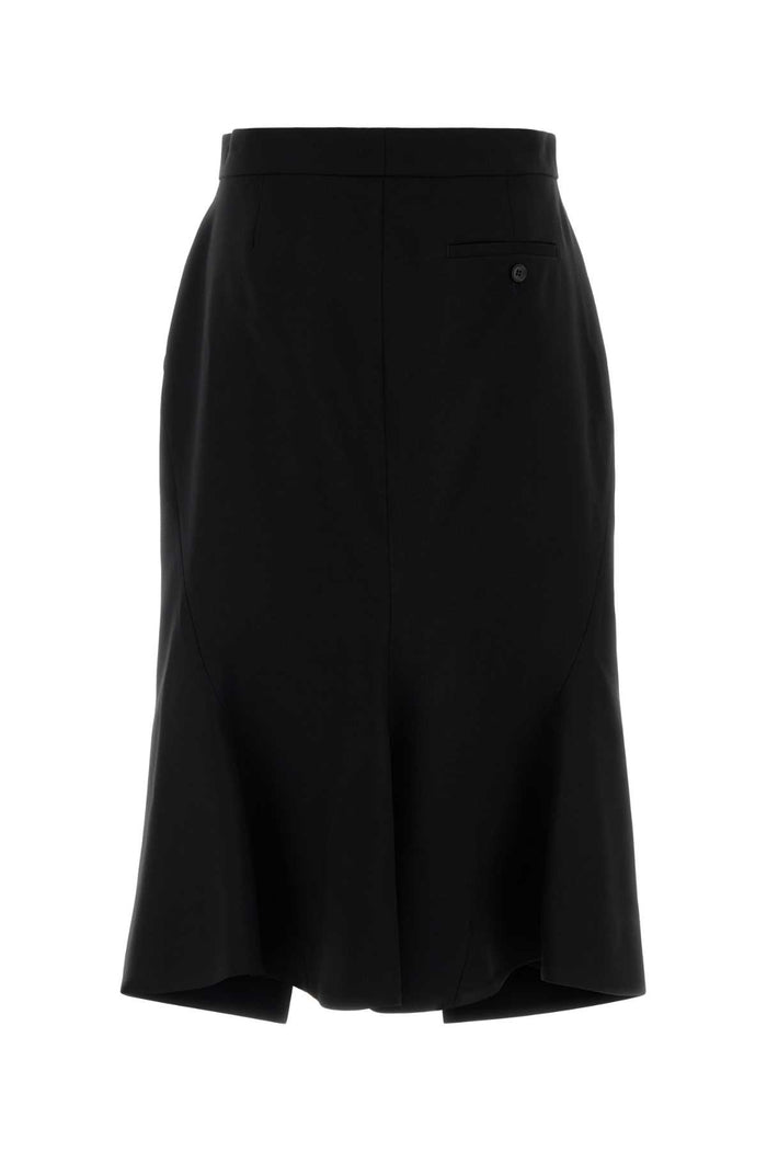 Black Stretch Wool Skirt Gonne