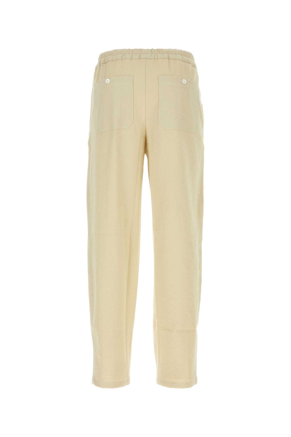 Beige Stretch Cotton Tropical Pant Ecru Exterior: Elastane Pantaloni