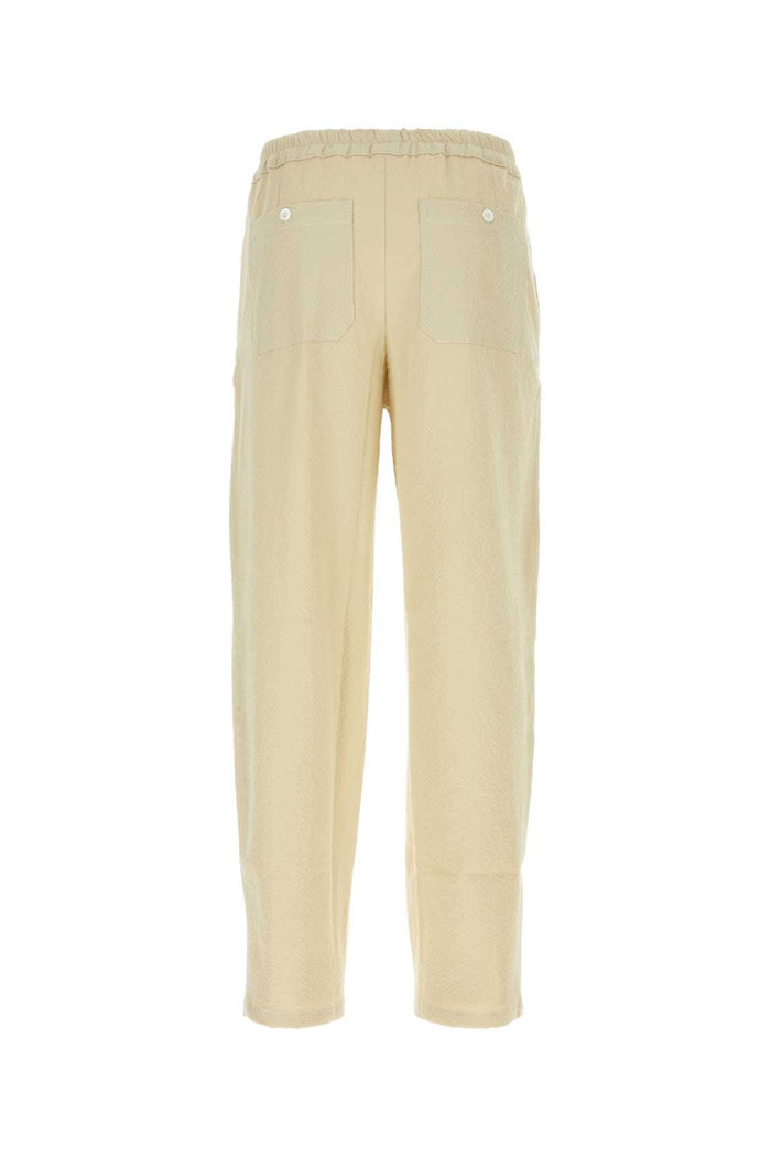 Beige Stretch Cotton Tropical Pant Ecru Exterior: Elastane Pantaloni