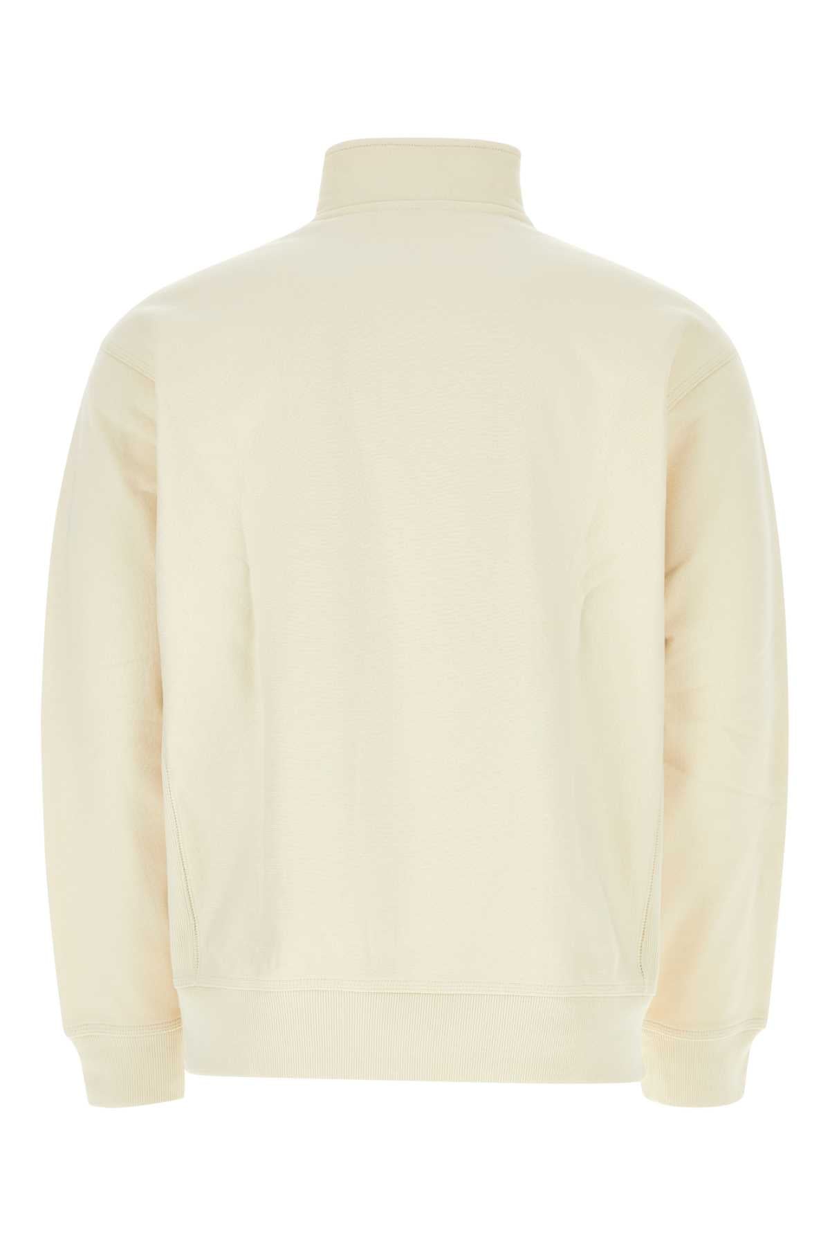 Ivory Cotton Blend Half Zip American Script Sweat Natural Exterior: Polyester Felpe