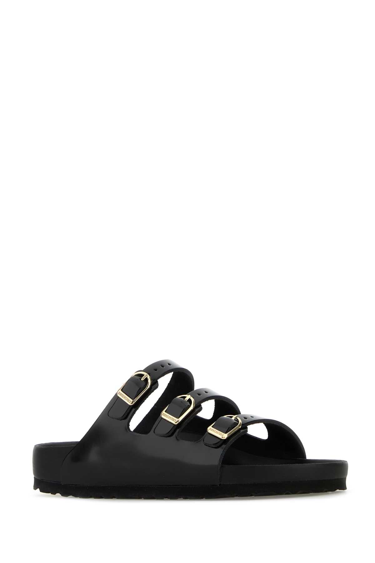 Black Leather Florida Slippers