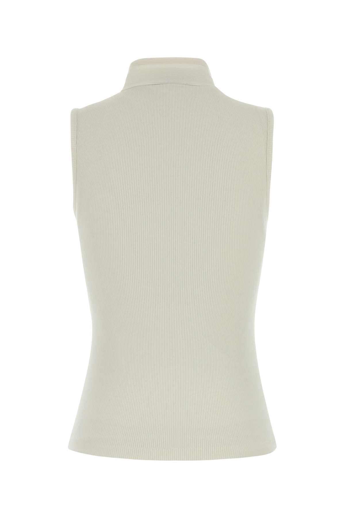 White Stretch Cotton Blend Vest Milk Maglie