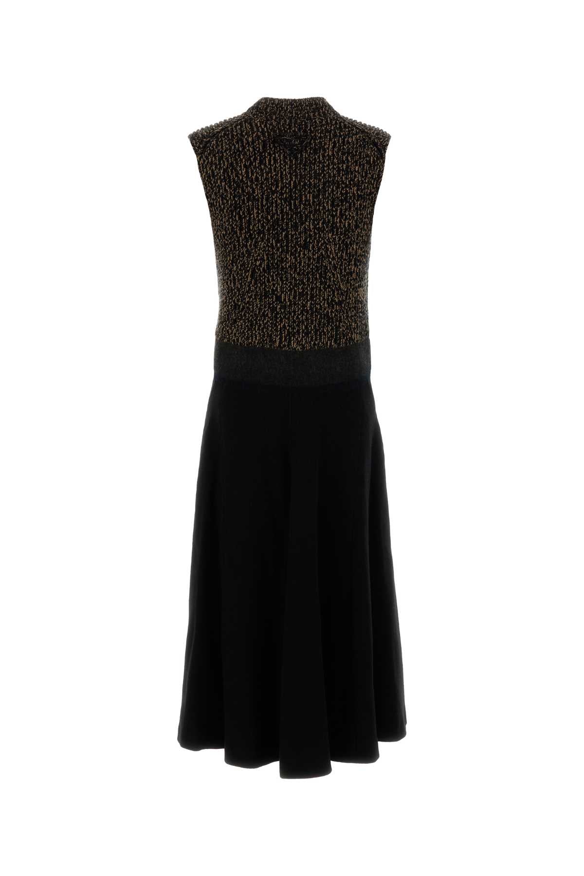 Two-Tone Wool Blend Dress Nero Eawv-wswv Abiti