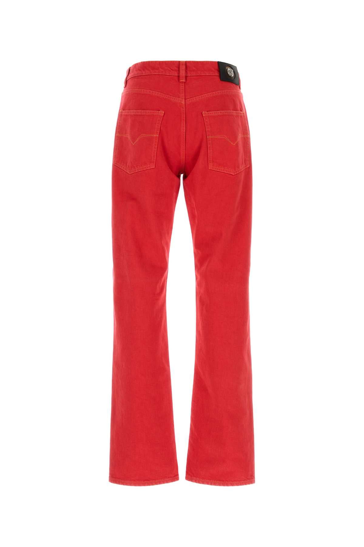 Red Denim Jeans Exterior: Cotton Pantaloni