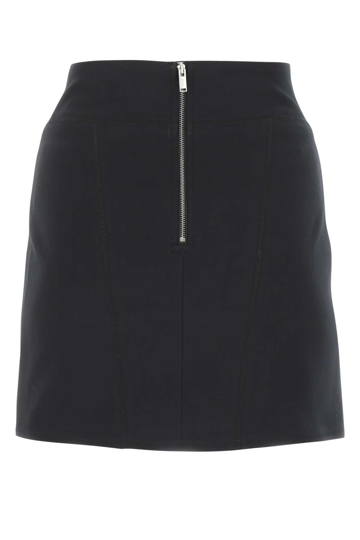 Black Stretch Cotton Blend Mini Skirt Gonne