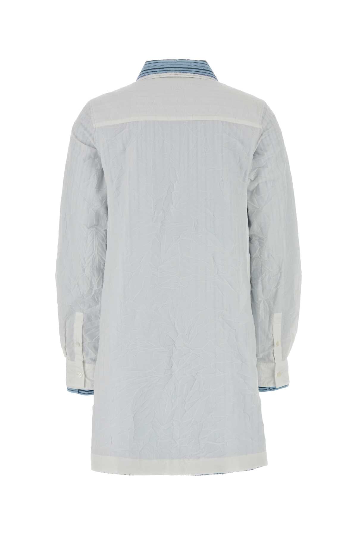 White Cotton Blend Shirt Dress Abiti